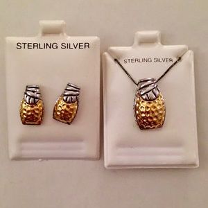 Sterling Silver Earrings & Necklace Set